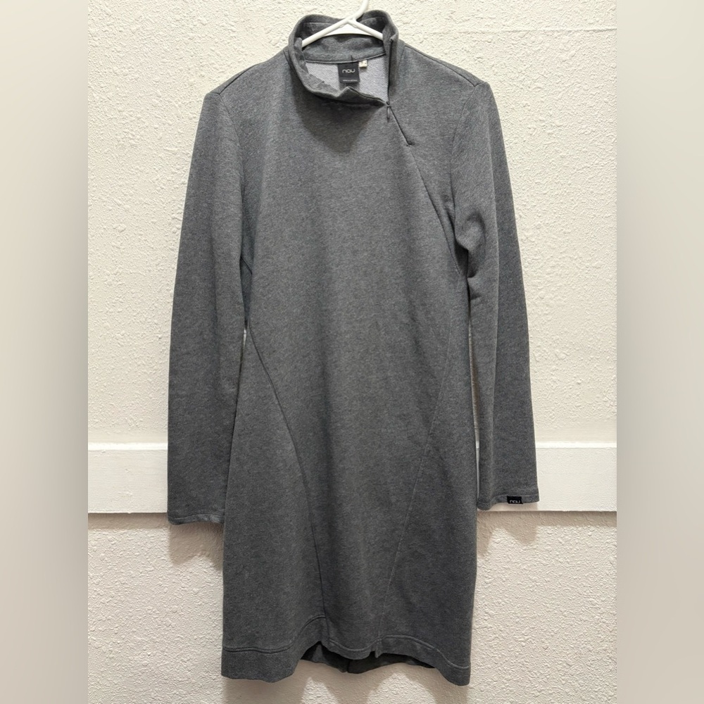 NAU Grey Asymmetrical Zipper Mock Neck Sweatshirt Dress Size Small
